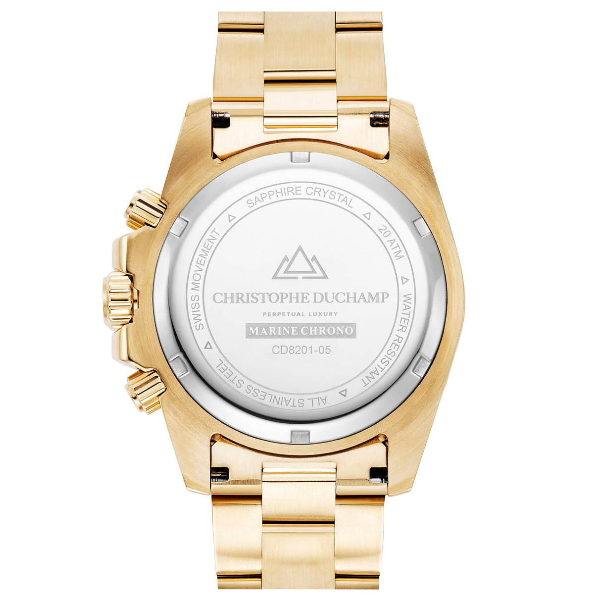 Christophe Duchamp Marine Chrono - Black Dial with Gold Stainless Steel Strap