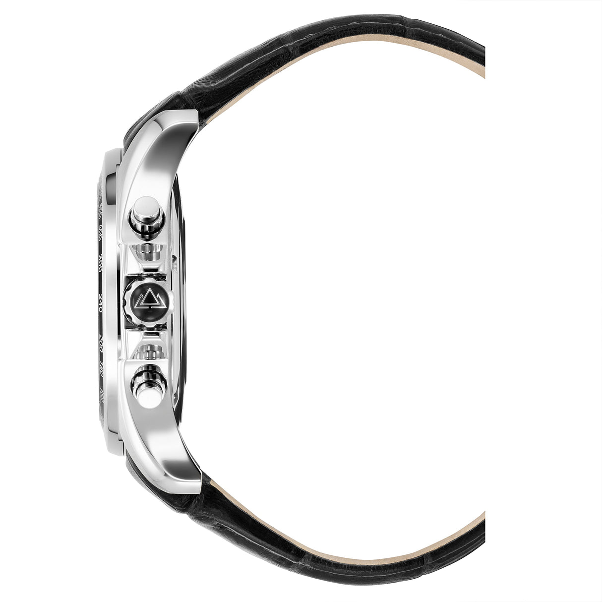 Christophe Duchamp Volcan - Black Dial with Silver Case and Black Leather Strap