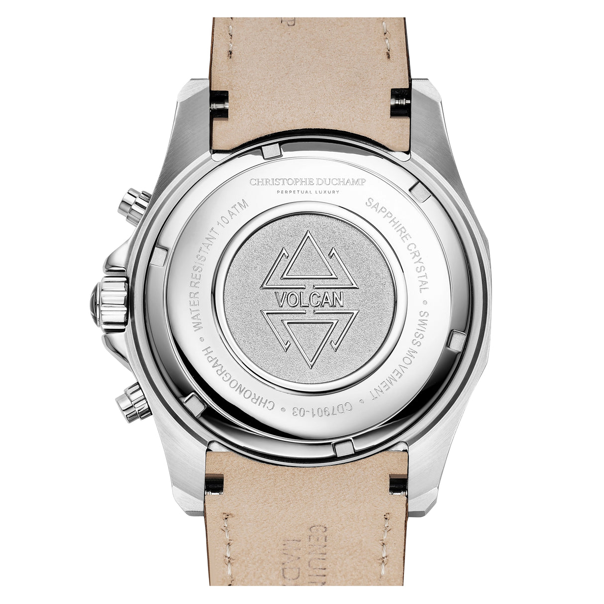 Christophe Duchamp Volcan - White Dial with Brown Leather Strap