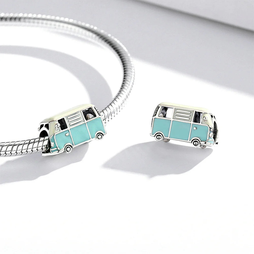 Solid 925 Sterling Silver Retro Minivan Pandora Inspired Bead Charm