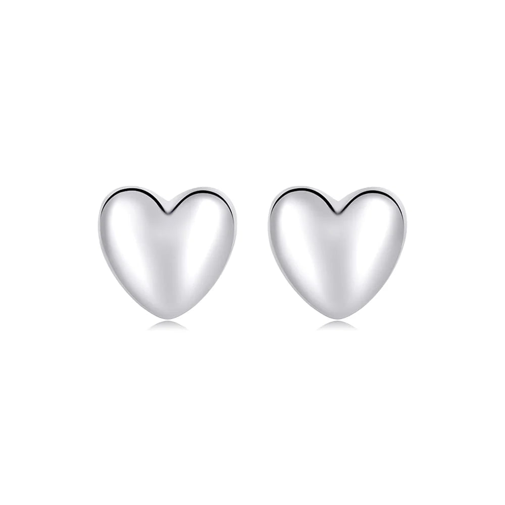 Solid 925 Signature Silver Queen of Hearts Stud Earrings