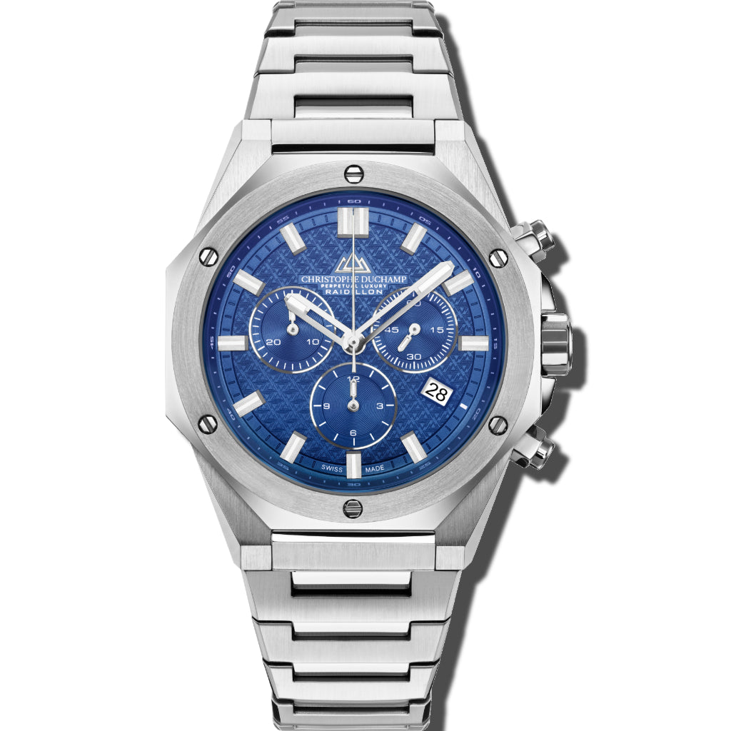 Christophe Duchamp Raidillon Chrono - Blue Dial with Silver Stainless Steel Strap