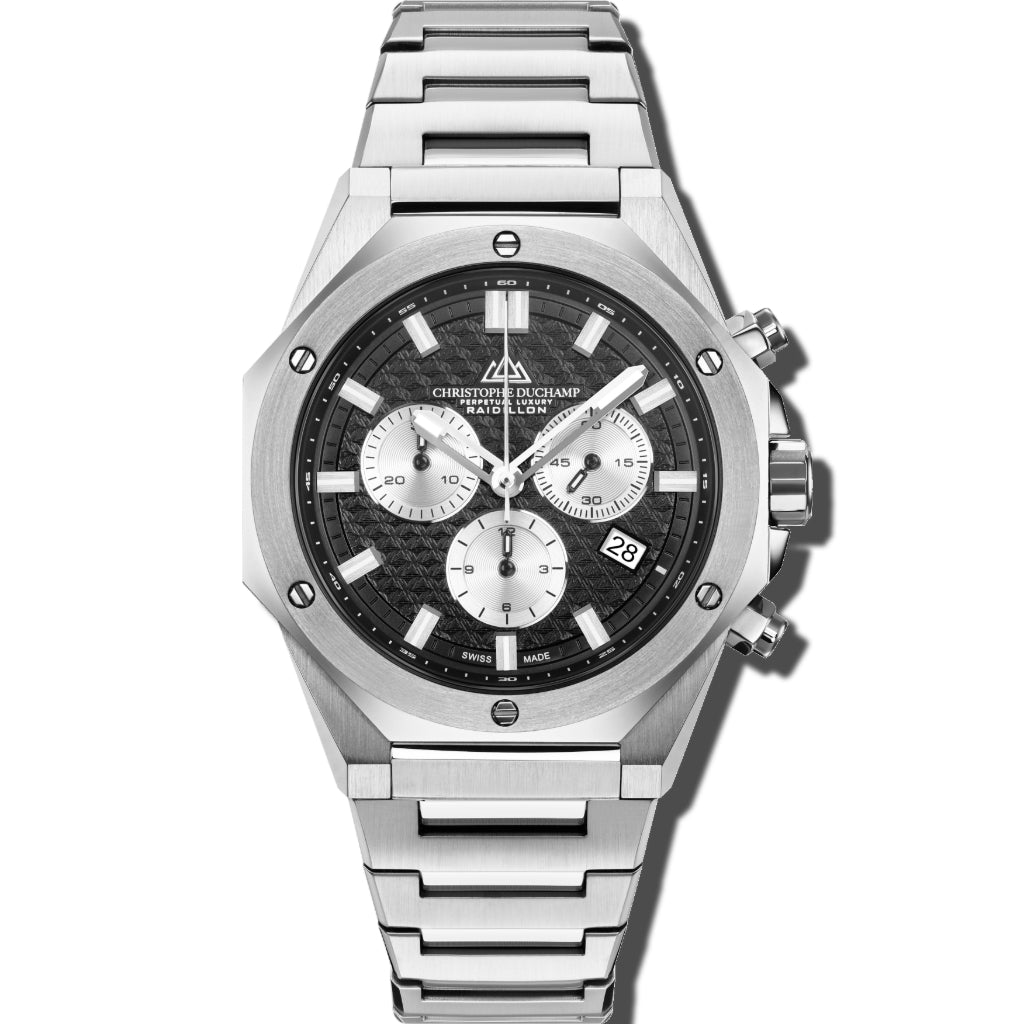 Christophe Duchamp Raidillon Chrono - Black Dial with Silver Stainless Steel Strap
