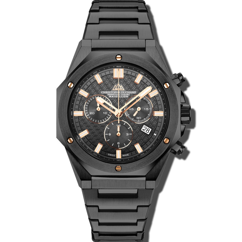Christophe Duchamp Raidillon Chrono - Black Dial with Black Stainless Steel Strap