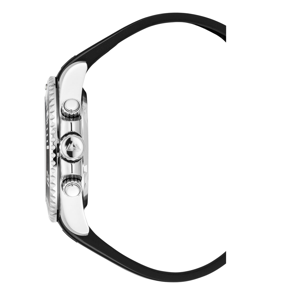 Christophe Duchamp Marine chrono Rubber - Black Dial with Silver Case, Black Bezel and Black Rubber Strap