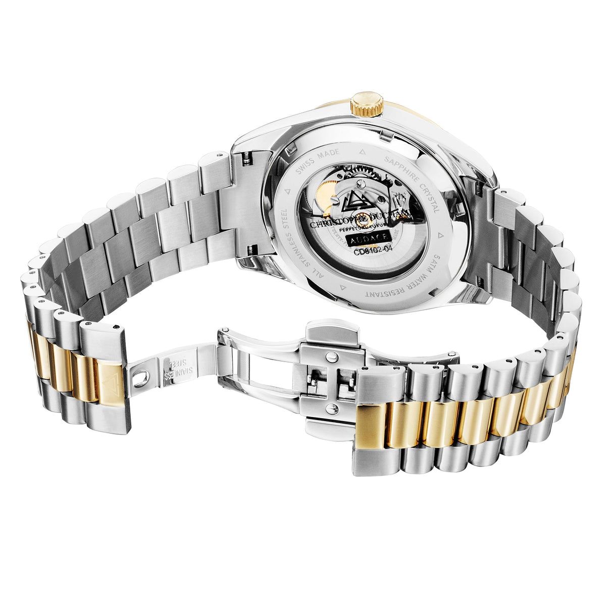 Christophe Duchamp Audace - Black Dial with Gold & Silver Stainless Steel Strap