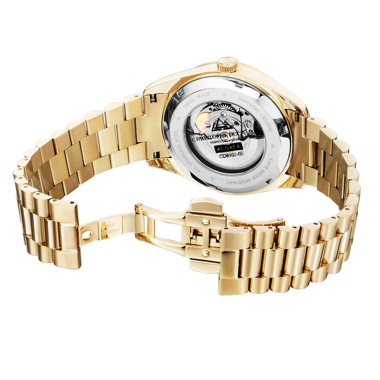 Christophe Duchamp Audace - Black Dial with Gold Stainless Steel Strap
