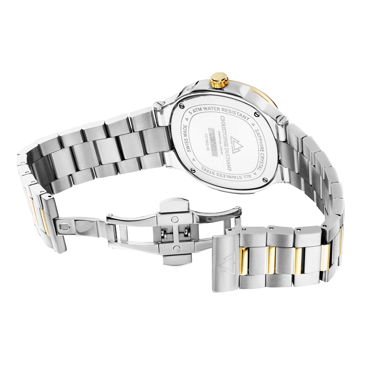 Christophe Duchamp L'envie Moonphase - Black Dial with Gold & Silver Stainless Steel Strap