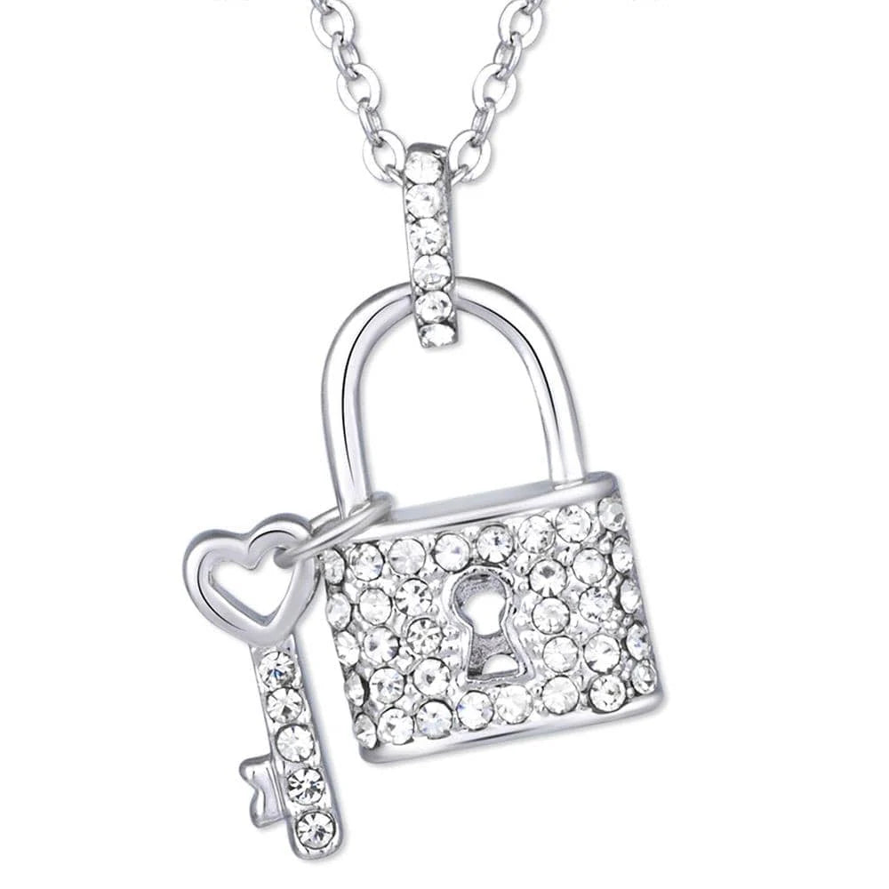 Krystal Couture Padlock and Key Necklace Embellished with SWAROVSKI Crystals