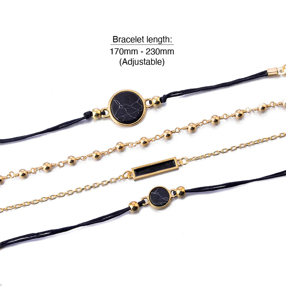 Bohemian 4-Piece Charm Bead Bracelet Set