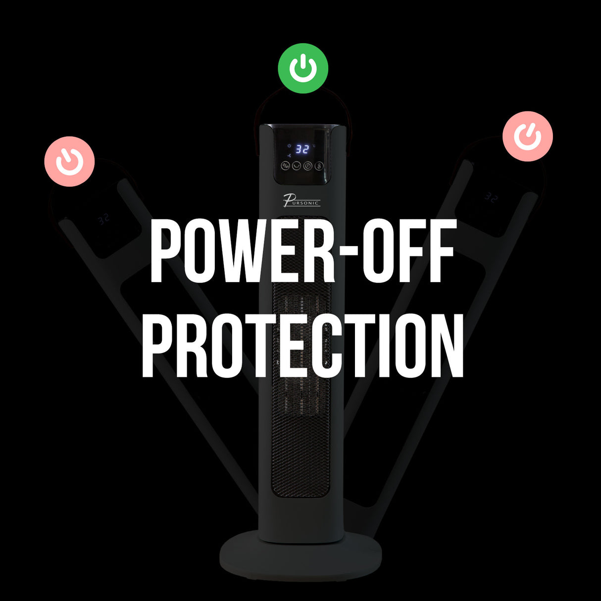 Pursonic Touch Screen Tower Heater - Black
