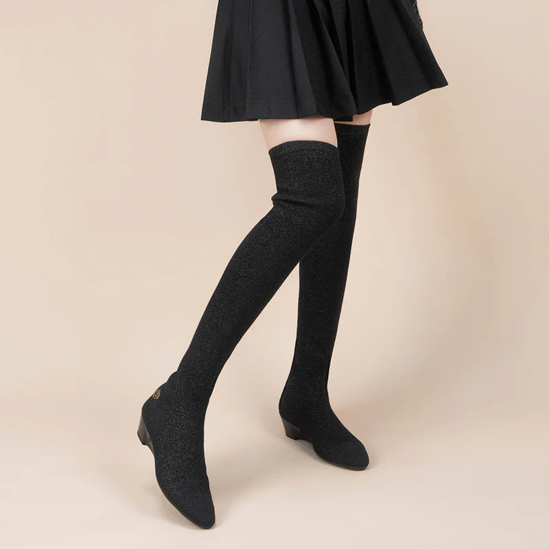 Stretch Over the Knee Boots - Black