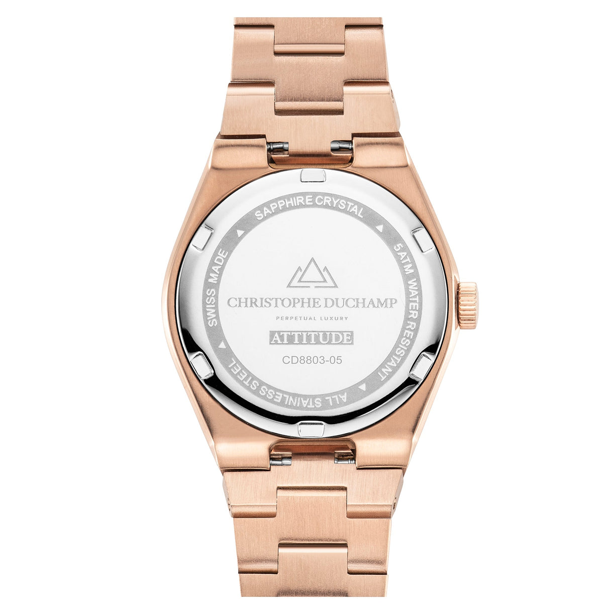 Christophe Duchamp Attitude Double Diamond - Rose Gold Dial with Rose Gold Case and Rose Gold Stainless Steel Strap