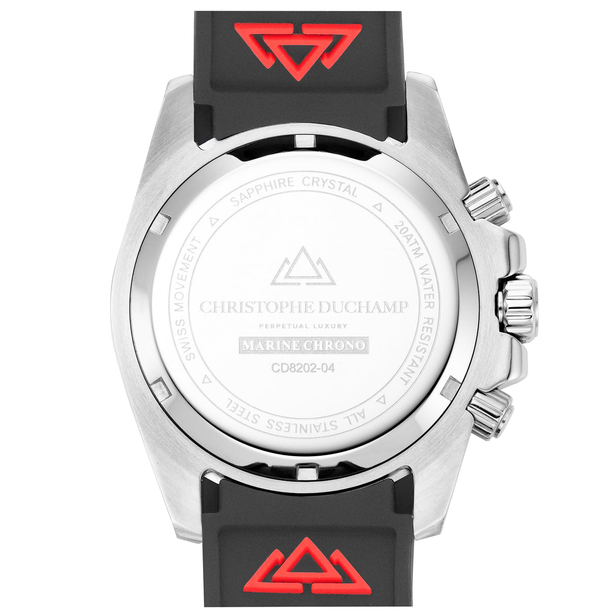 Christophe Duchamp Marine Chrono Rubber - Black Dial with Silver Case, Black & Green Bezel and Black Rubber Strap