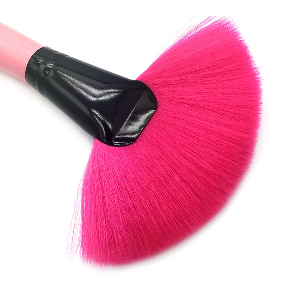 Flat Fan Brush Professional Fiber Makeup Brush Define Bronzer Illuminator - Pink