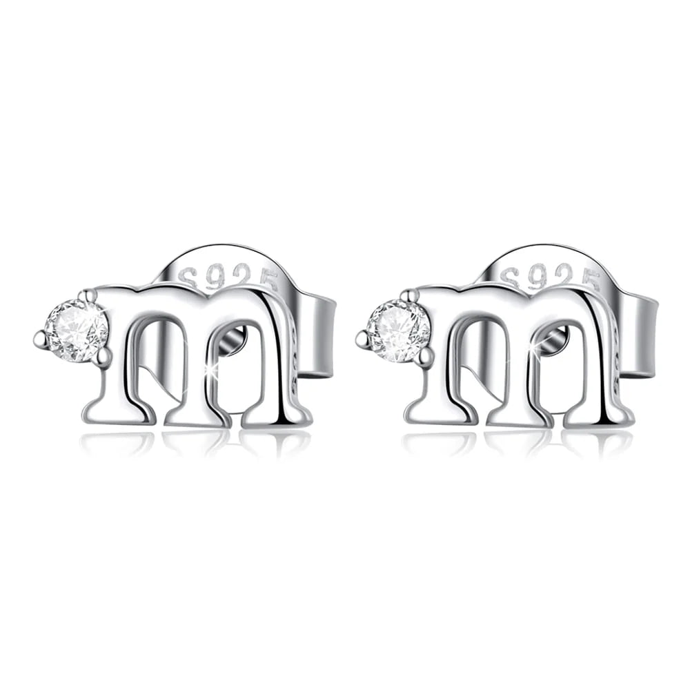 Solid 925 Signature Silver M&M Stud Earrings