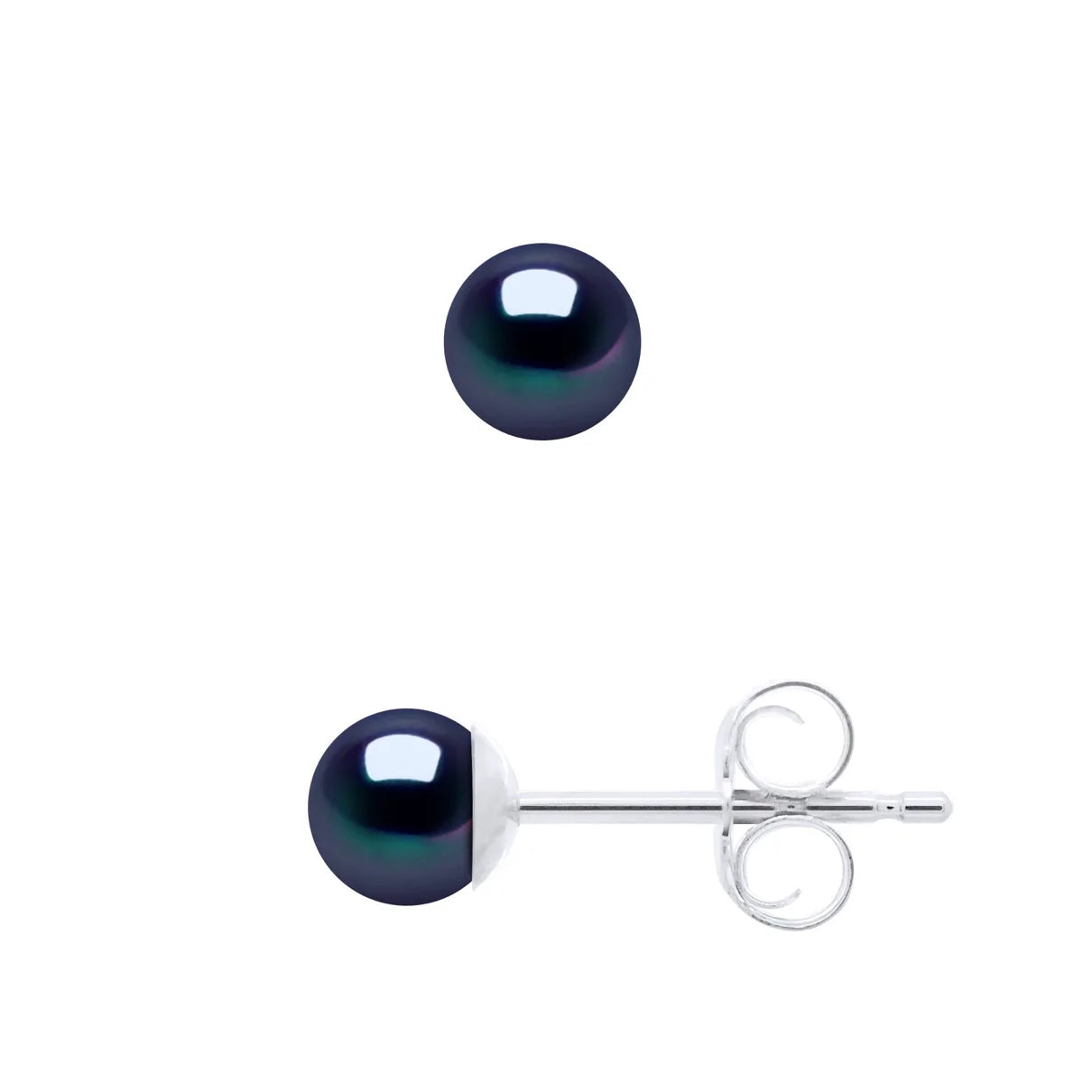Earrings Freshwater Pearl Black Sterling Silver 4-5mm Stud