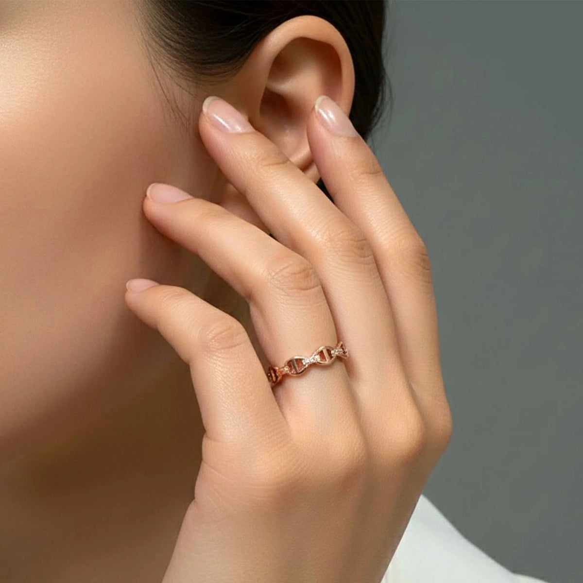 Bullion Gold Mariner Link Ring In Rose Gold