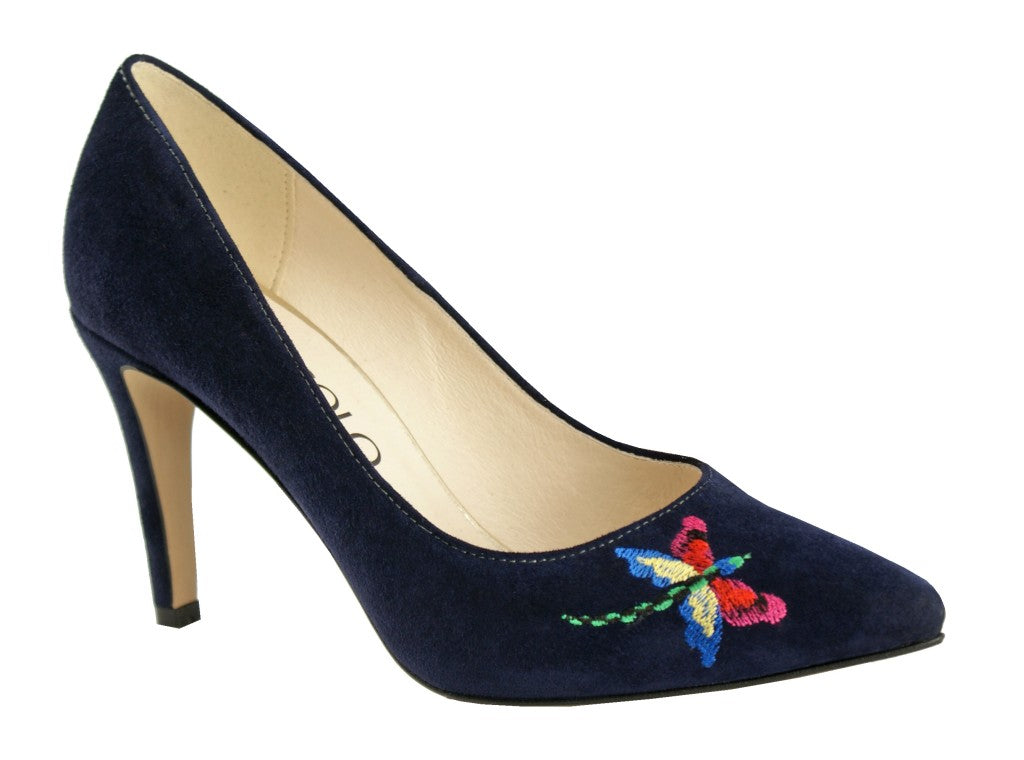 Bosccolo Womens Heels Embroidered - Navy Blue