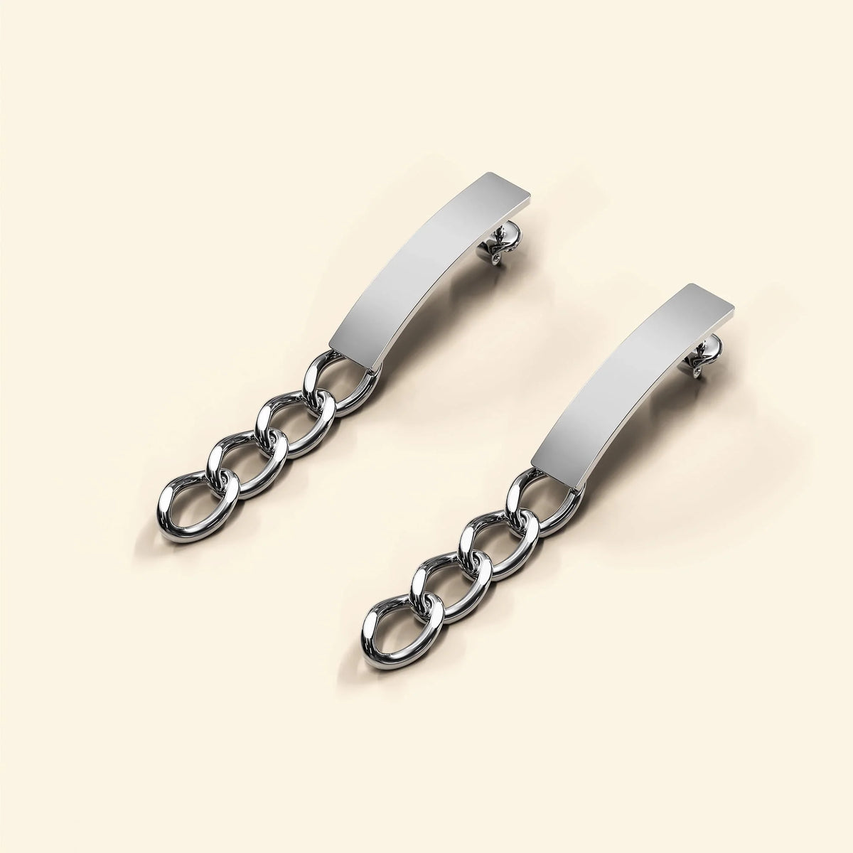Bullion Gold Royal Chain Stud Earrings in White Gold