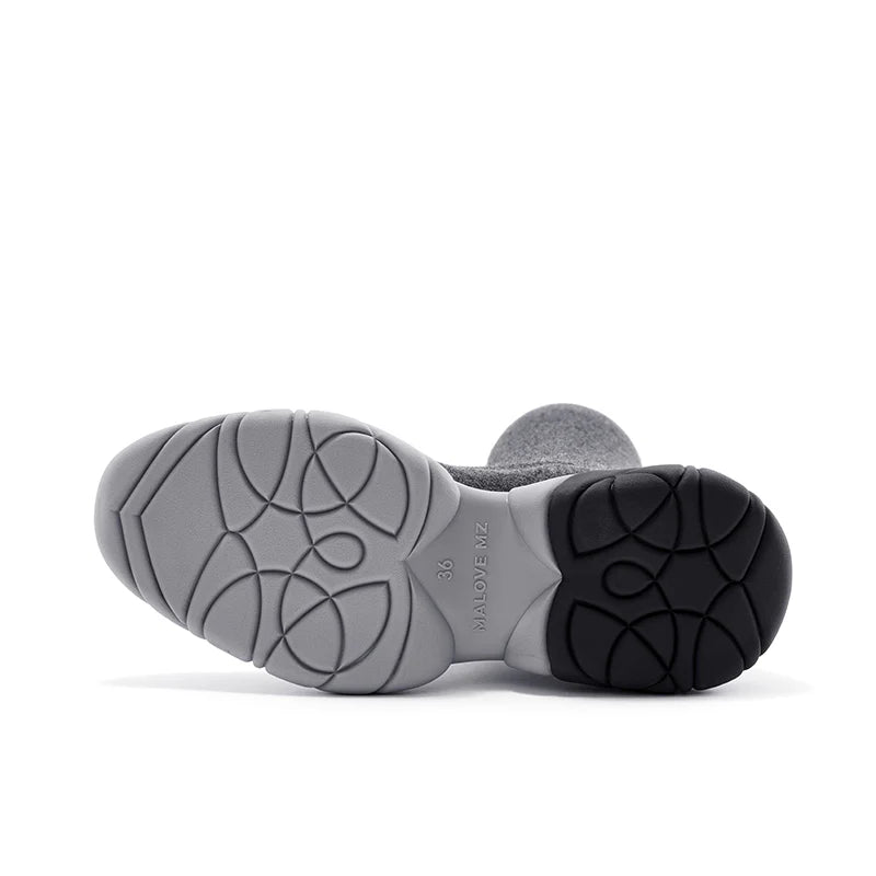 Thermal Over-the-Knee Sneaker Boots - Charcoal