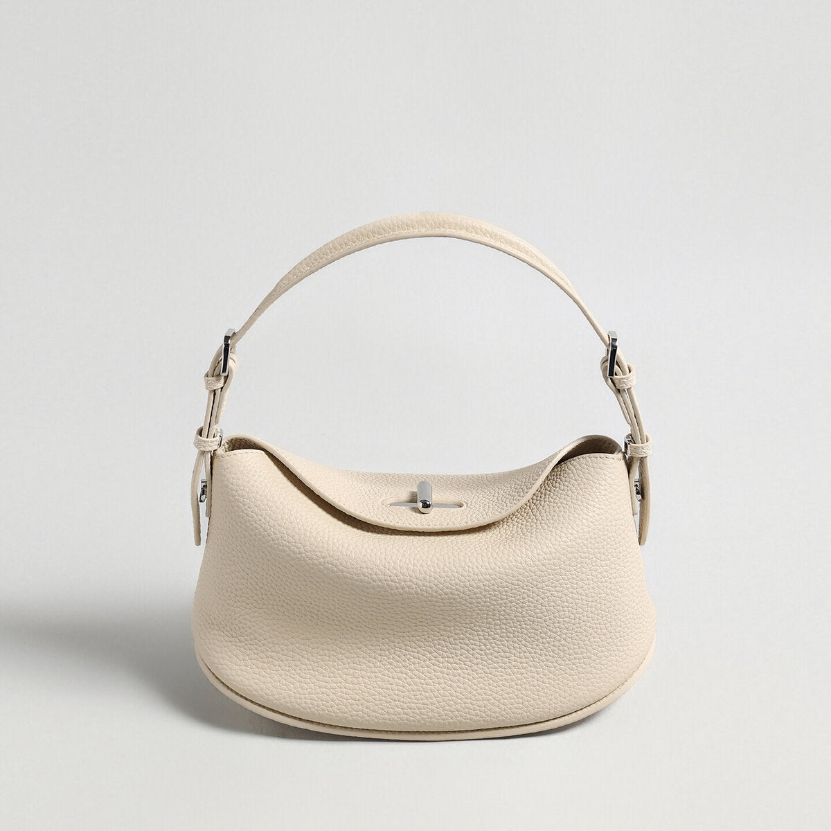 Pebbled Calfskin Half-Moon Hobo - Ivory