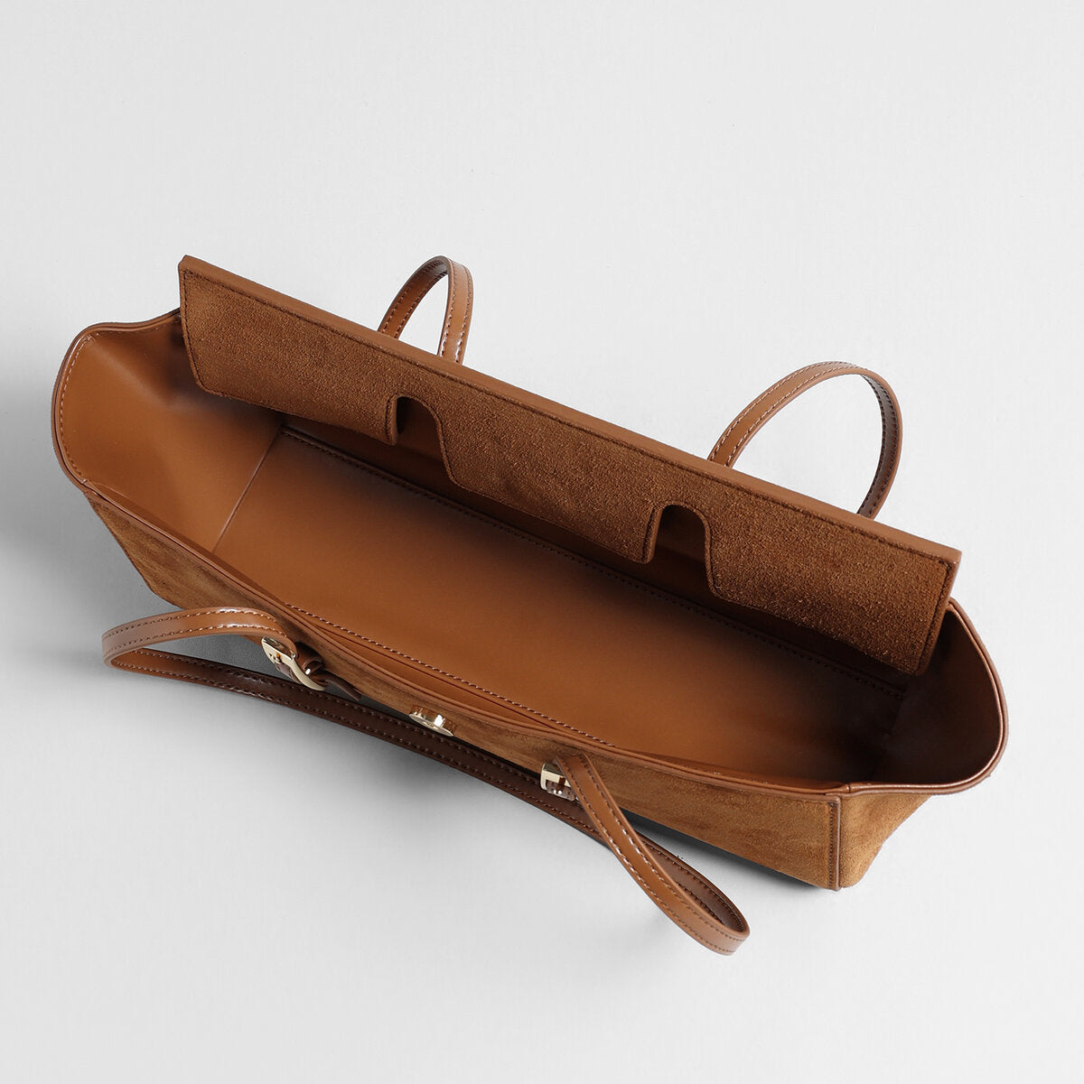 Suede Leather Winged Shoulder Bag - Brown