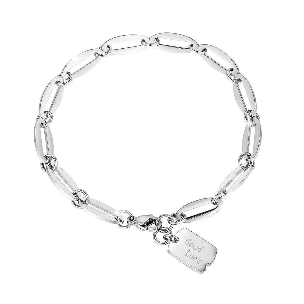 Bullion Gold Good Luck Chain Bracelet in White Gold Layered Steel Jewellery