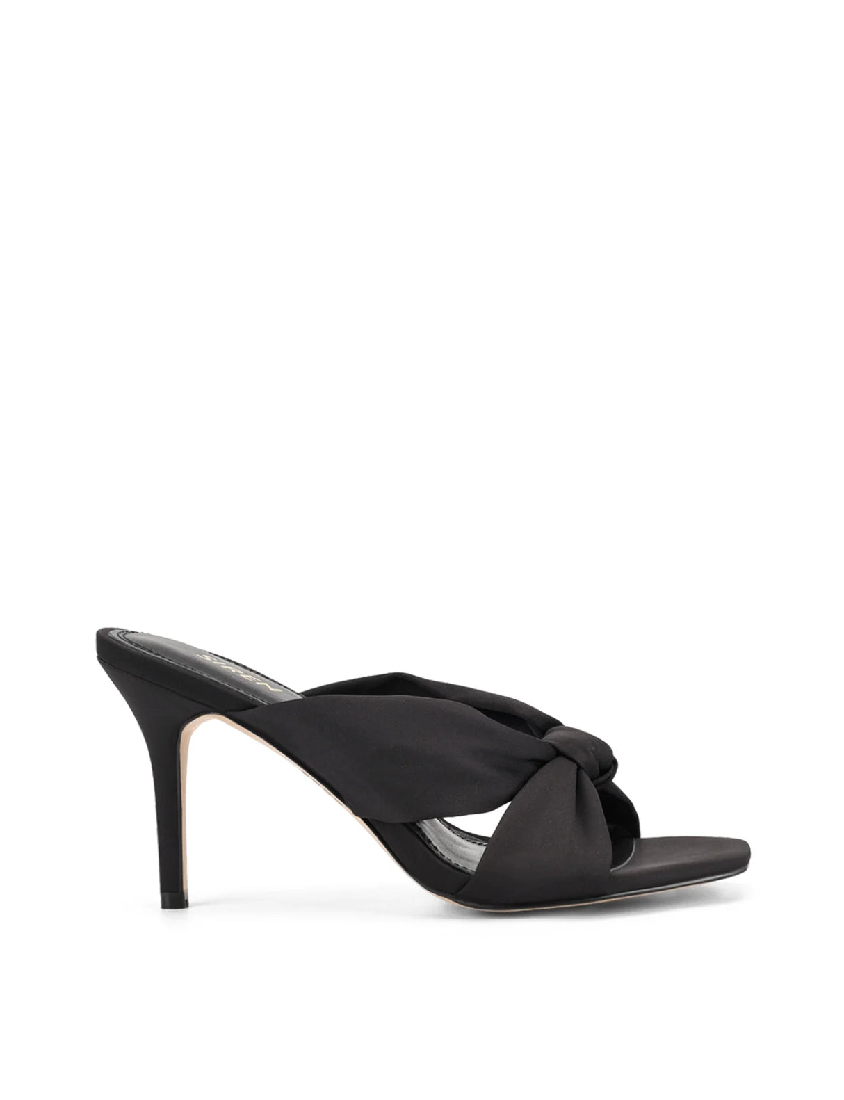 Siren Knot Mules - Black Satin