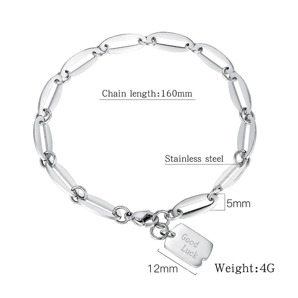 Bullion Gold Good Luck Chain Bracelet in White Gold Layered Steel Jewellery