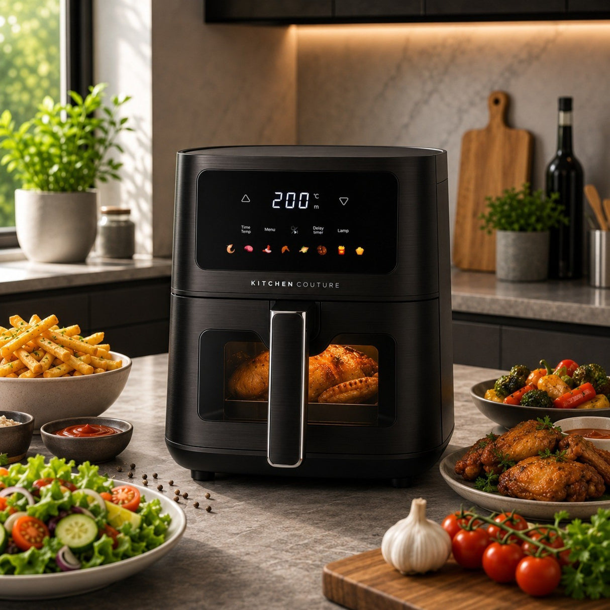 Kitchen Couture 4.5L Clear View Colour Touch Air Fryer - Black