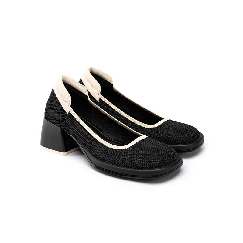 Vintage Square Toe Mary Jane Pumps - Black
