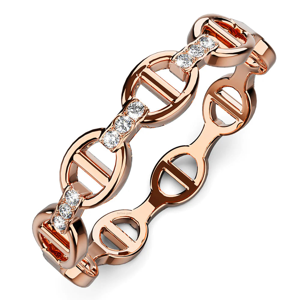 Bullion Gold Mariner Link Ring In Rose Gold
