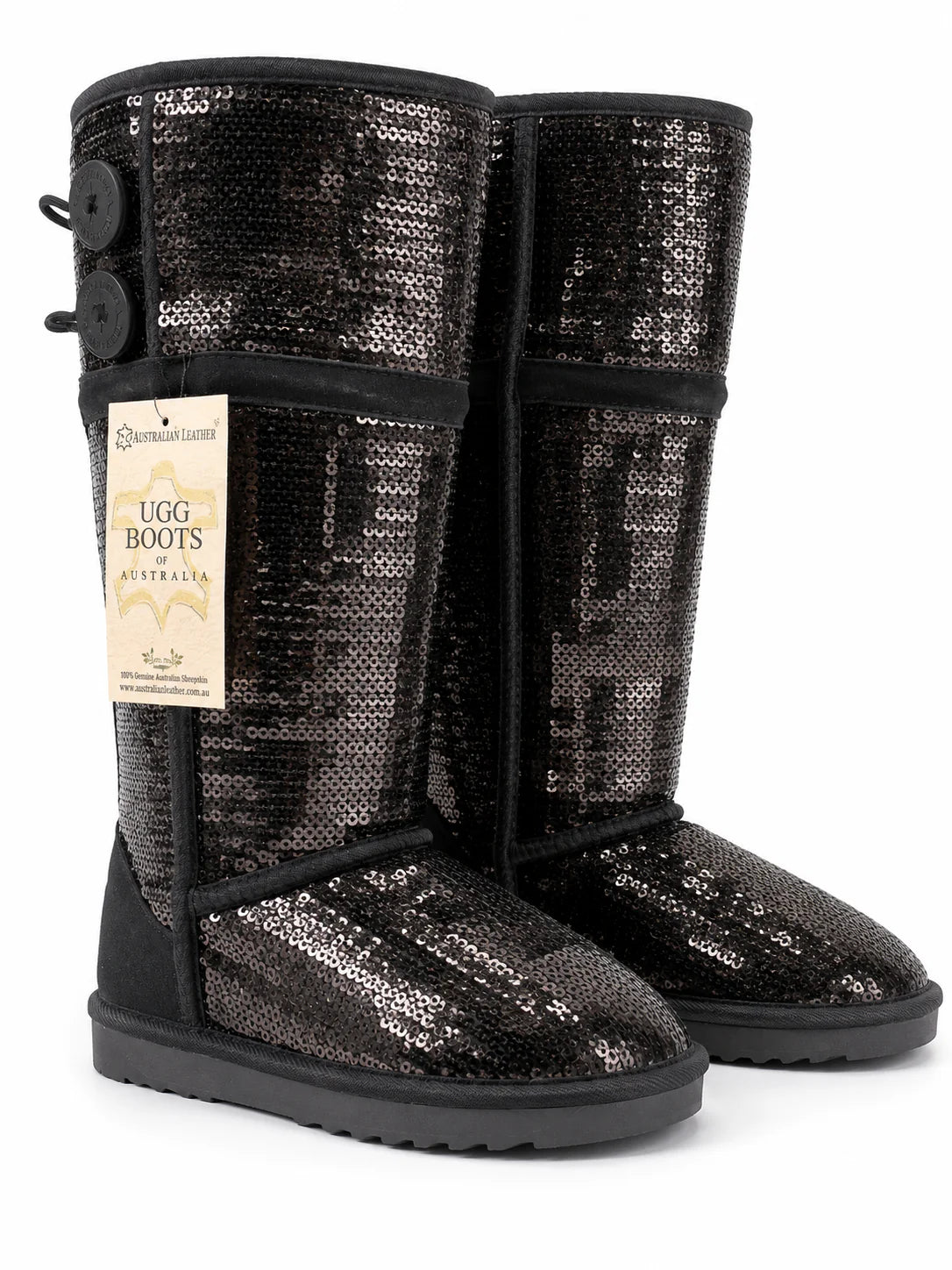 Australian Leather Ugg Long Sequin Black - AU4