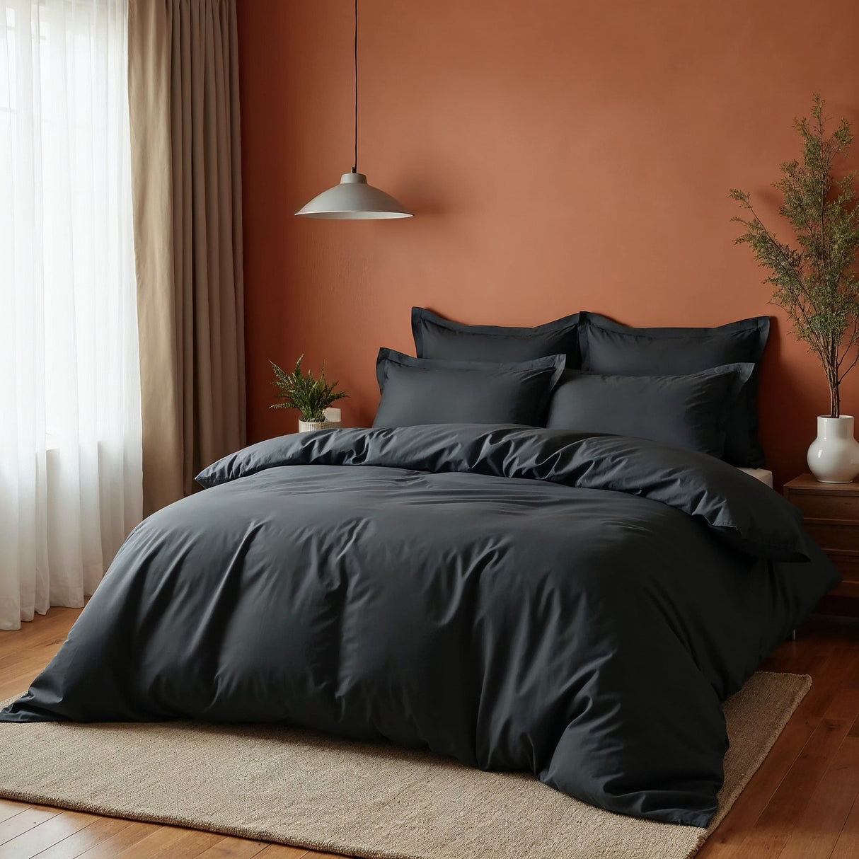 Royal Comfort Balmain 1000TC Bamboo cotton Quilt Cover Sets (King) - Charcoal