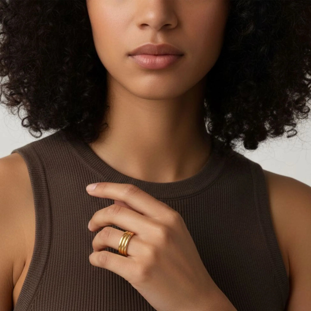 Bullion Gold Triad Circular Gleam Radiant Gold Layered Ring