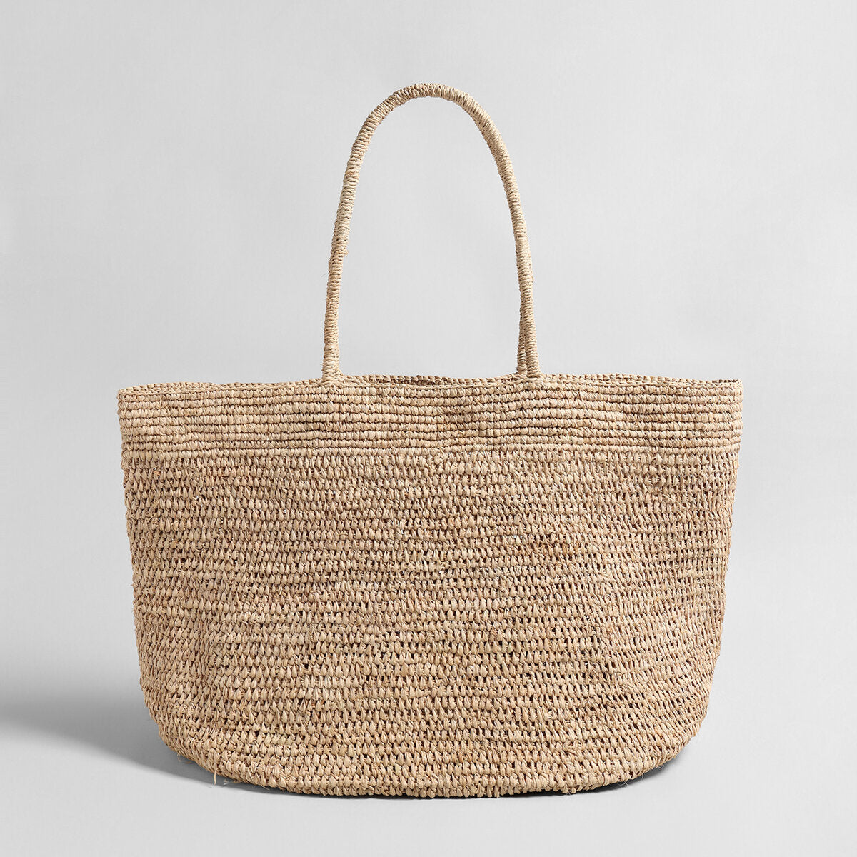 Hand-Woven Natural Straw Beach Tote - Natural