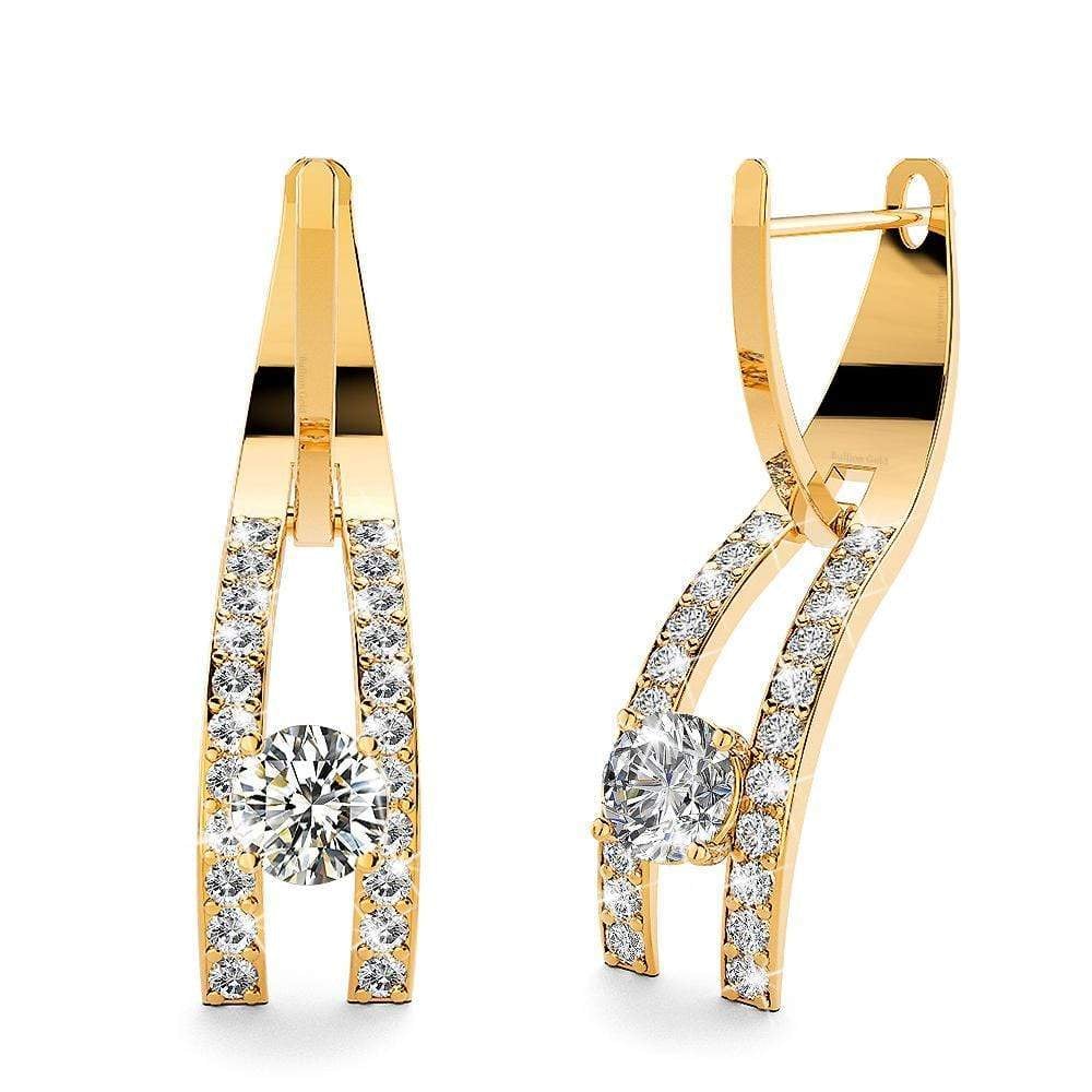 Bullion Gold Throne Sparkling Zirconia Latch Back Earrings