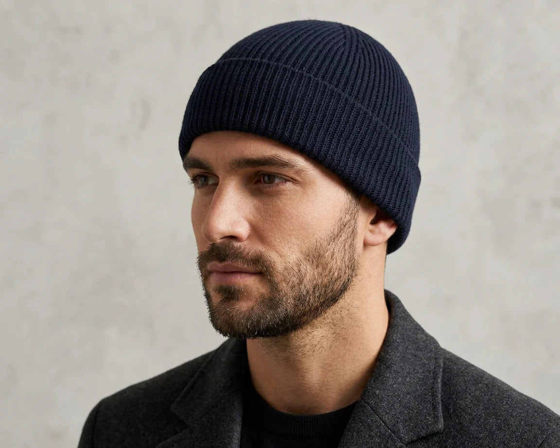 Cherry Red Cuff Beanie - Black