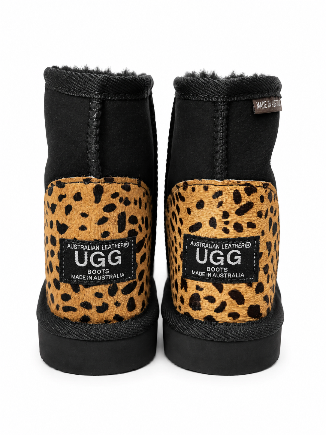 Australian Leather Ugg Cheetah Classic Mini Uggs - Black - AU5