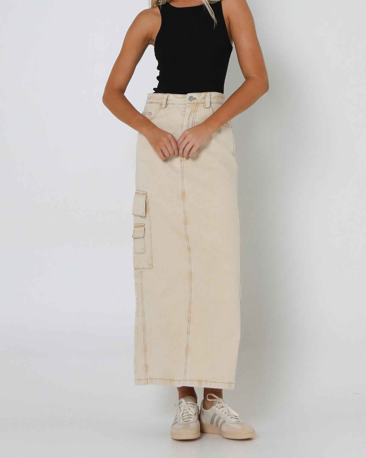 Lost In Lunar Women's Oslo Maxi Skirt - Beige Denim
