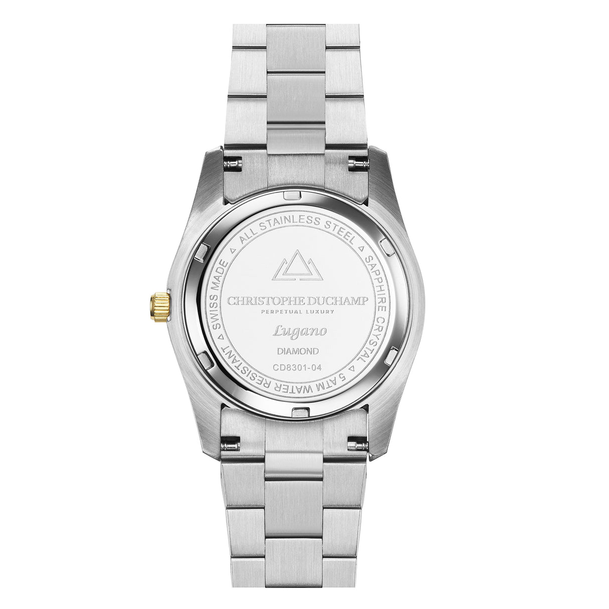 Christophe Duchamp Lugano - Black Dial with Gold & Silver Stainless Steel Strap