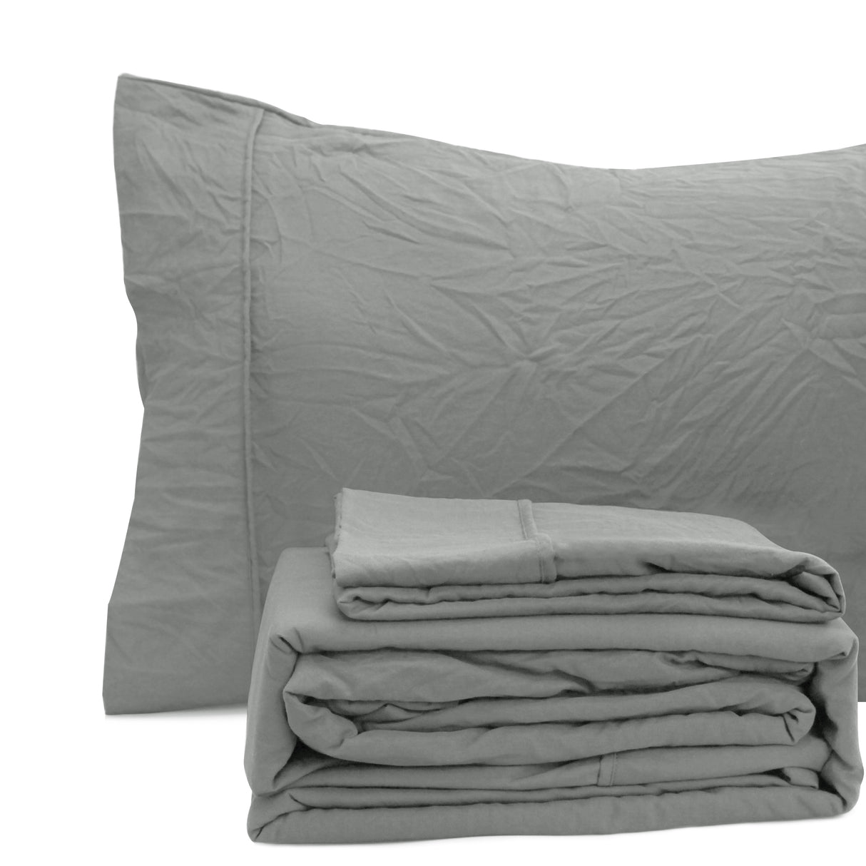 Ramesses Pebble Wash Linen Alternative Sheet Set - Charcoal