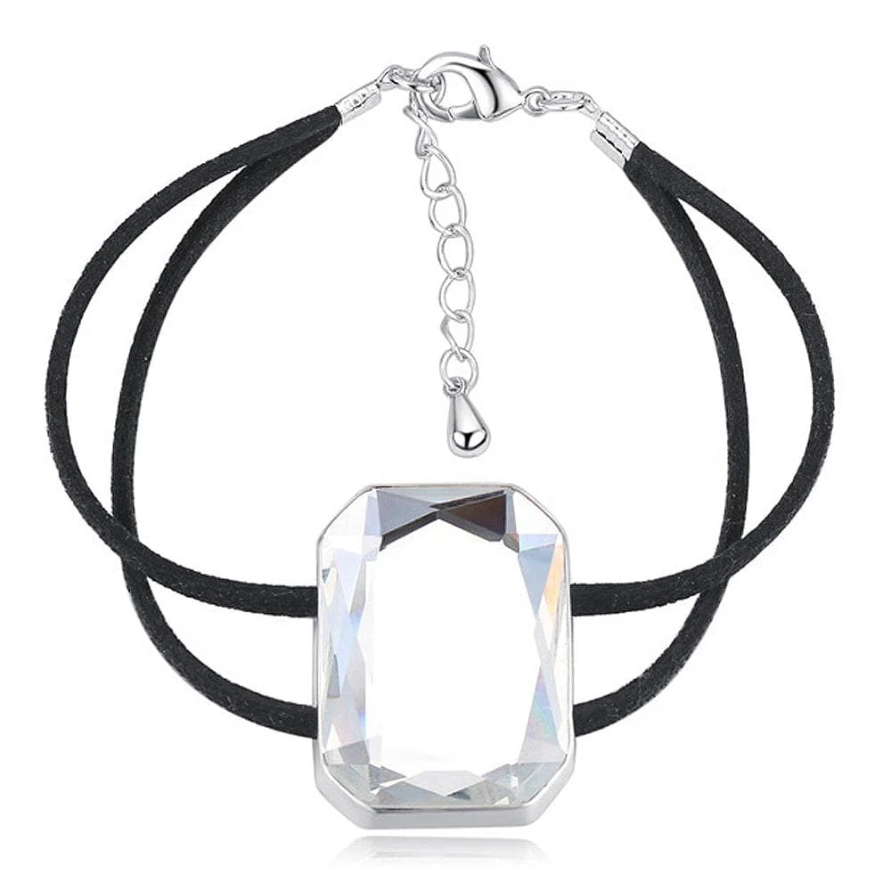 Krystal Couture Emerald-Cut Crystal Double Strap Bracelet Embellished with Swarovski Crystals