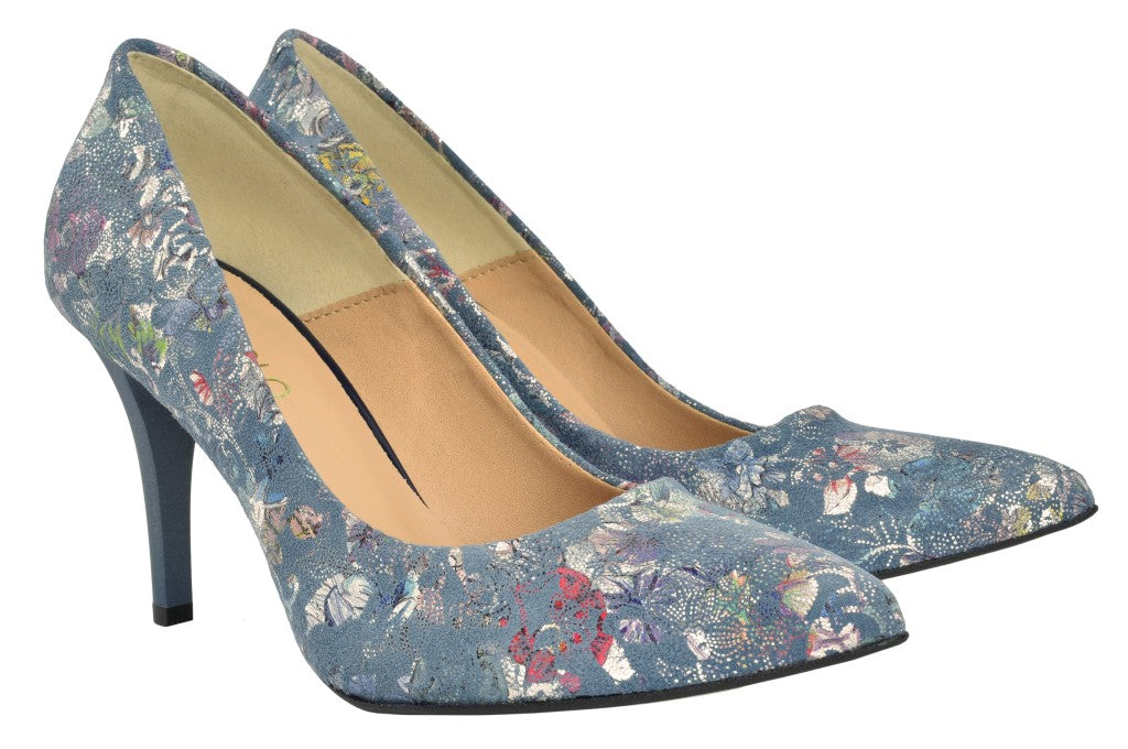 Bosccolo Womens High Heels - Flowers On Blue