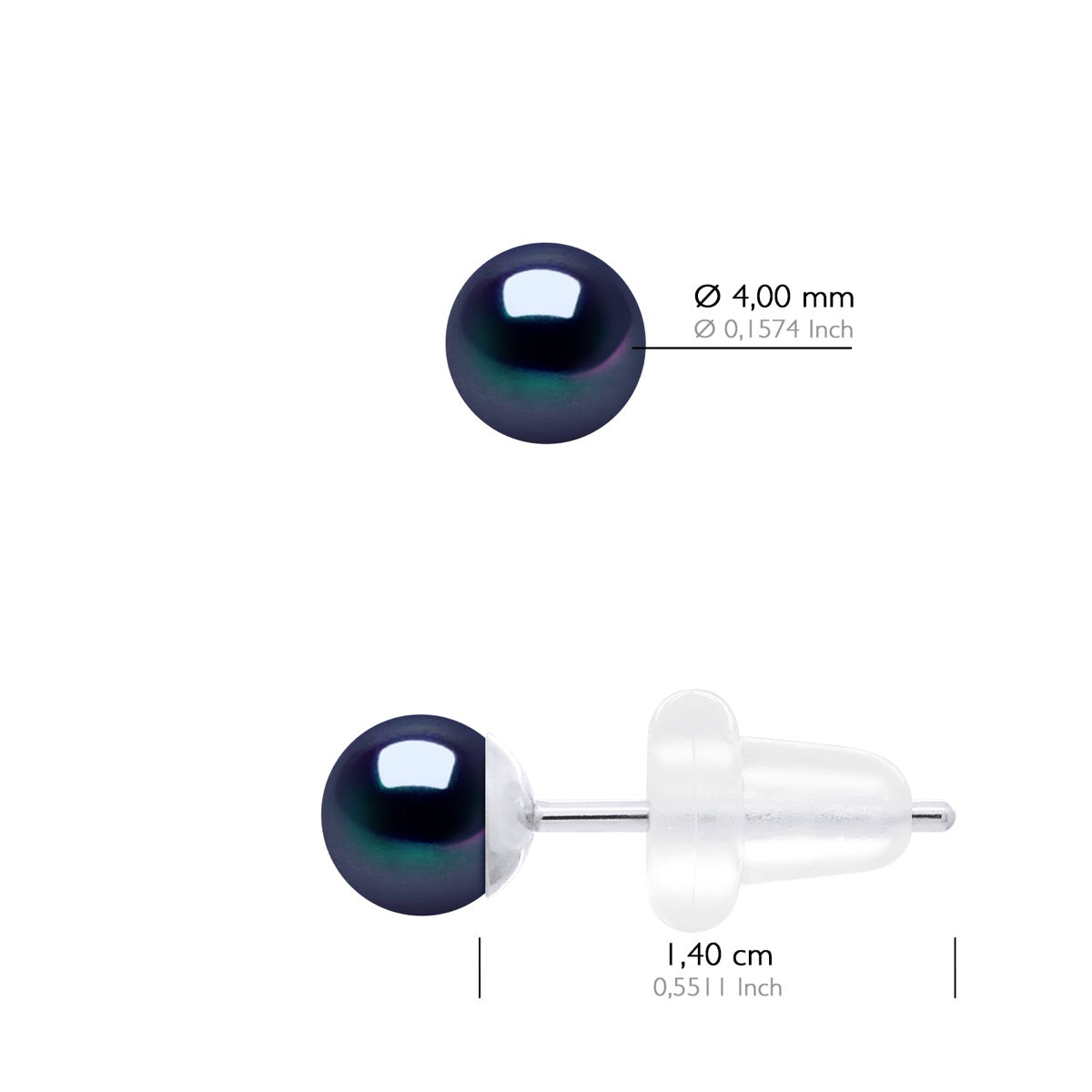 Earrings In White Gold 750 - Black "Tahitian Style"