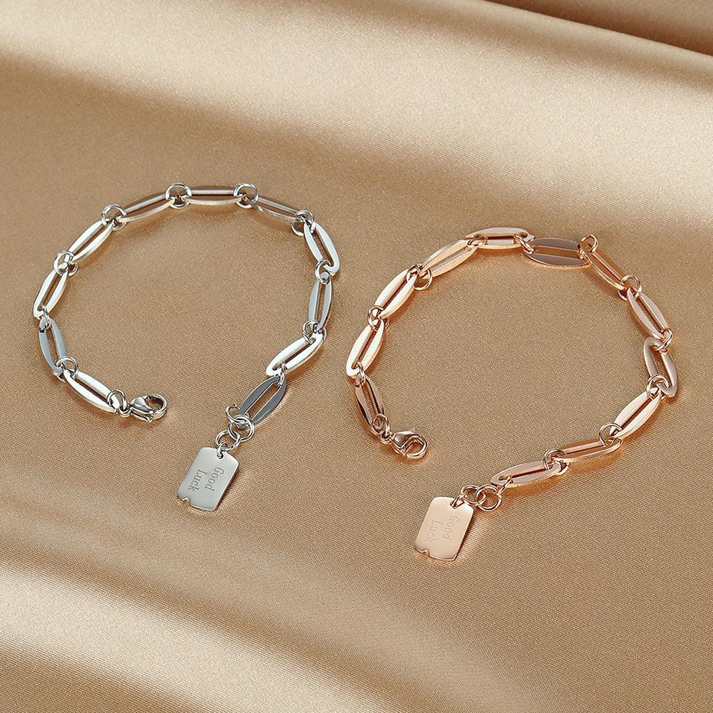 Bullion Gold Good Luck Chain Bracelet in White Gold Layered Steel Jewellery