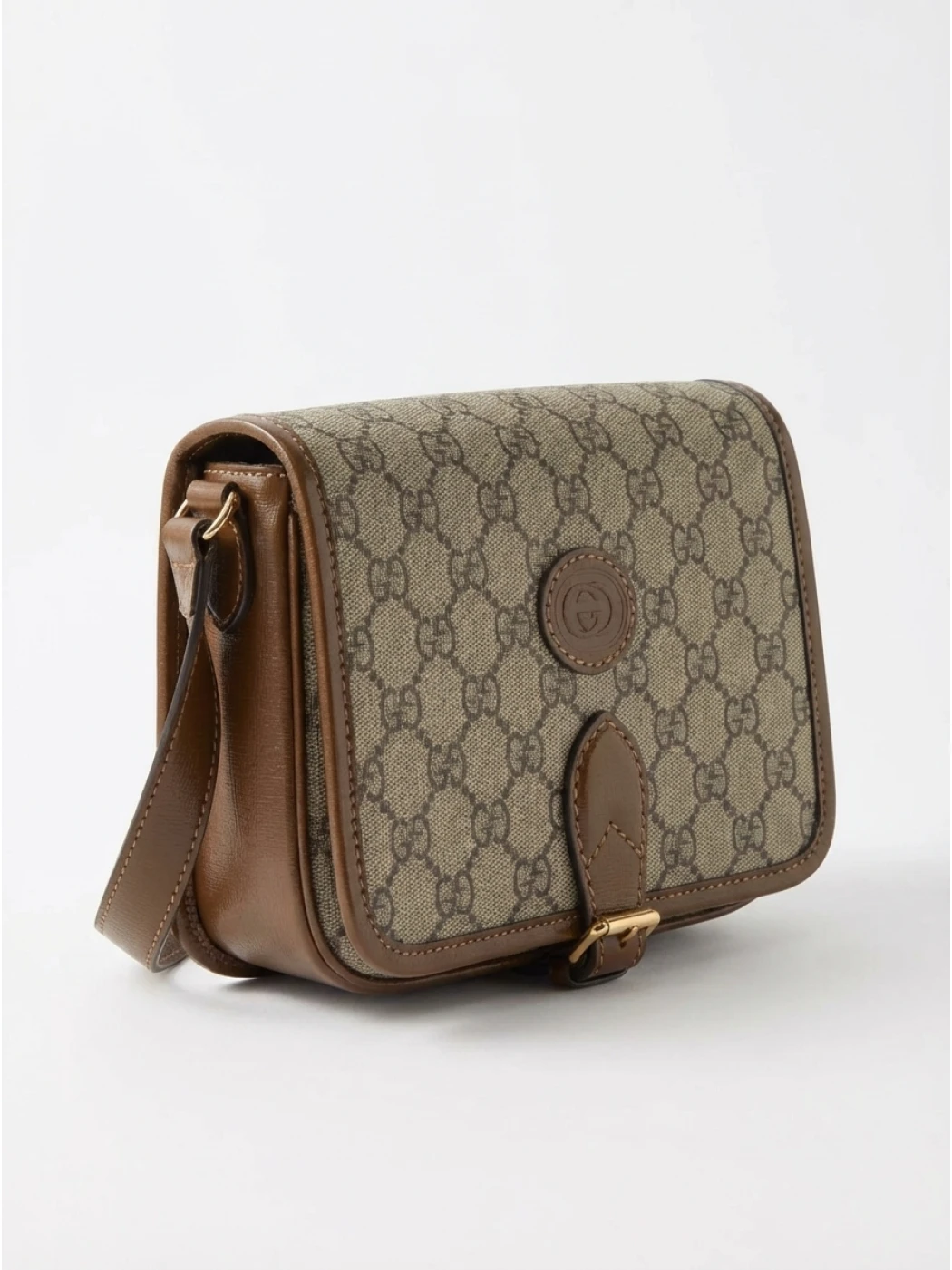 Gucci GG Supreme Monogram Crossbody Shoulder Bag - Brown
