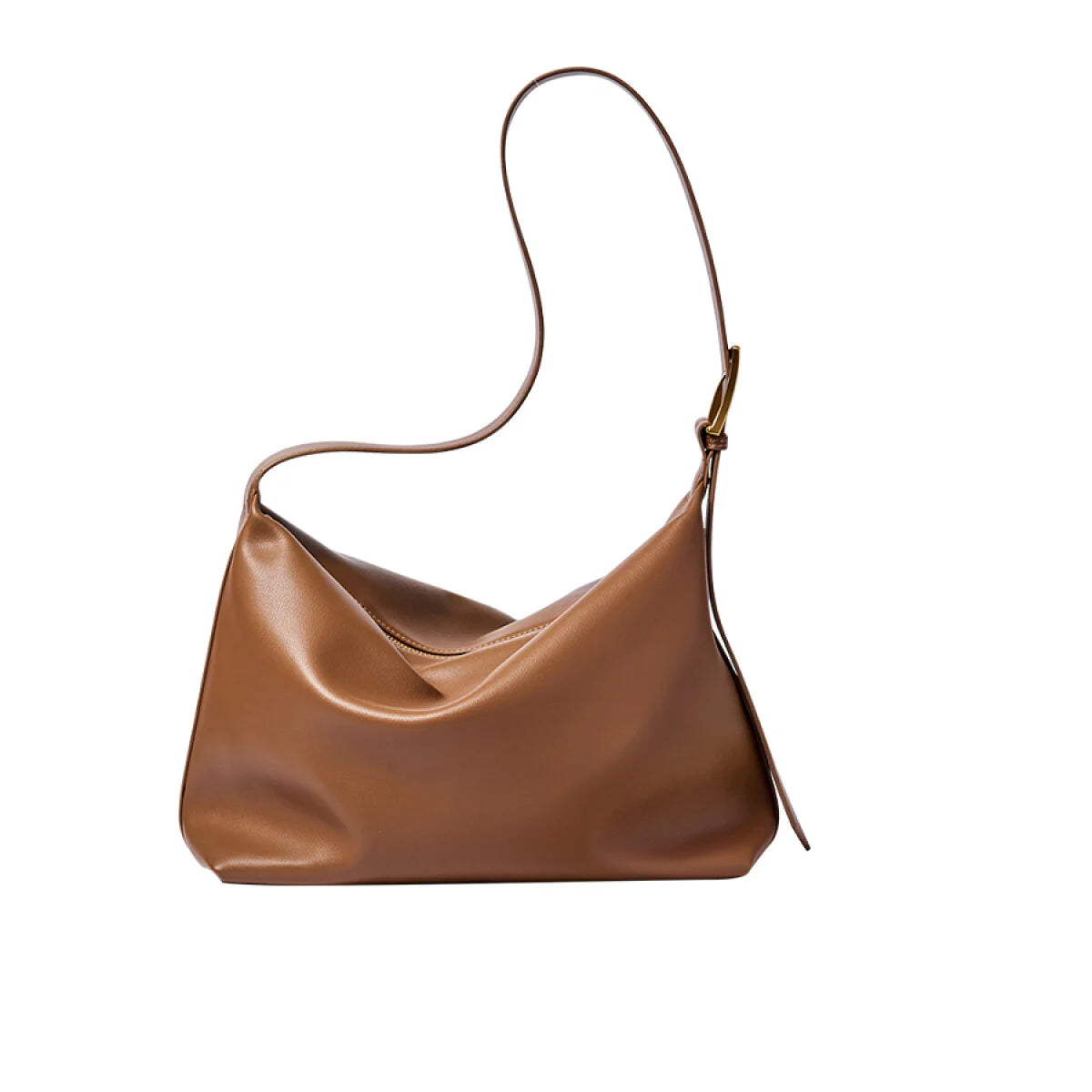 Nalandu Soft Leather Slouch Shoulder Hobo Bag - Brown