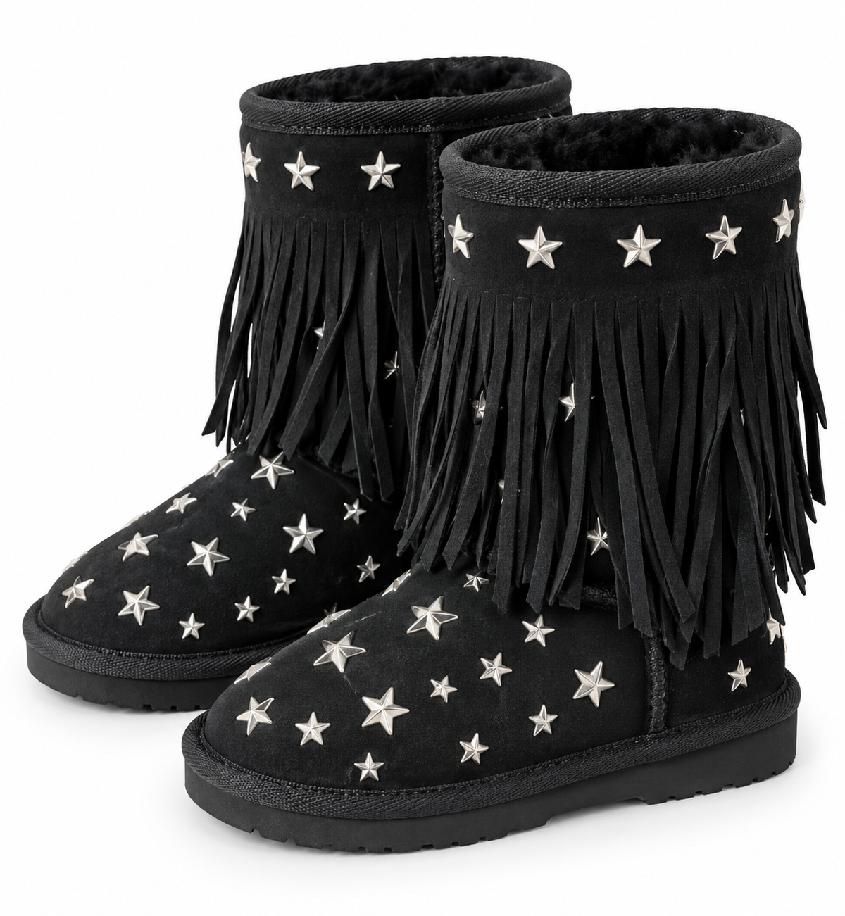 Australian Leather Ugg Classic Short Fringe Star - Black - AU4
